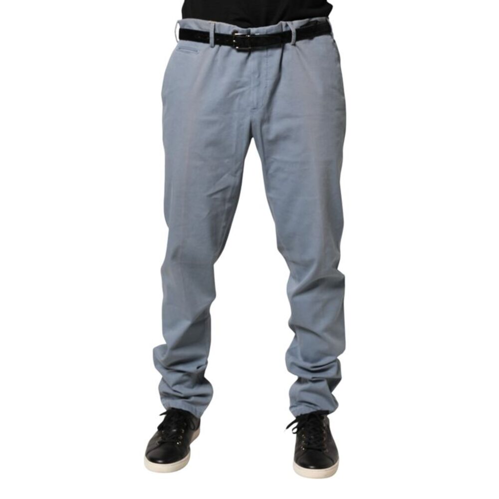 PT01 Blue Men Chino Mid Waist Tapered Fit Trouser Men's Pants
